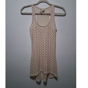 Pretty Rebellious Cream Crochet Lace Racerback Tank Top Small Boho Festival